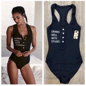 Dolls Kill Black Bodysuit - Drinks Well With Others